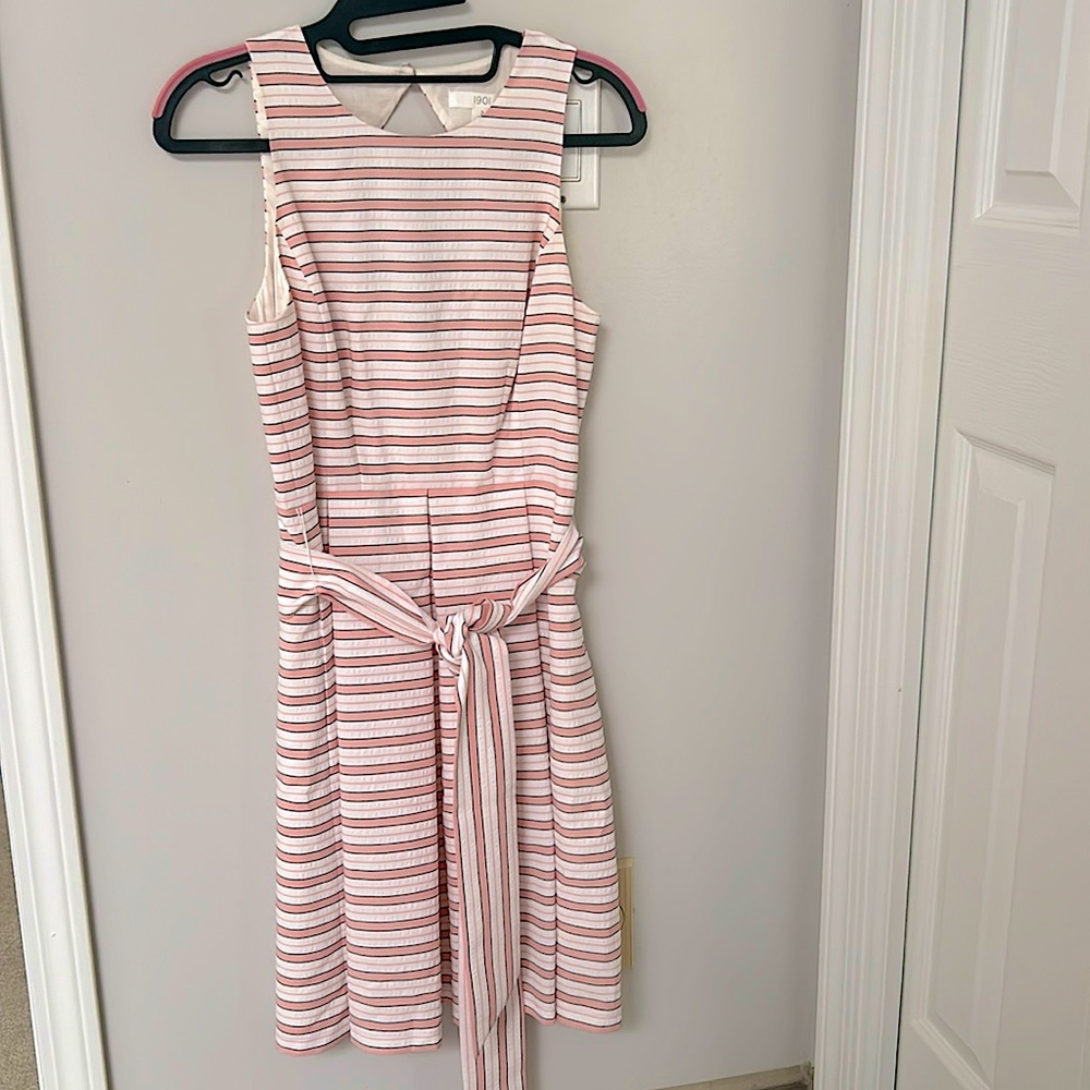 1901 dress stripe pink and white dress